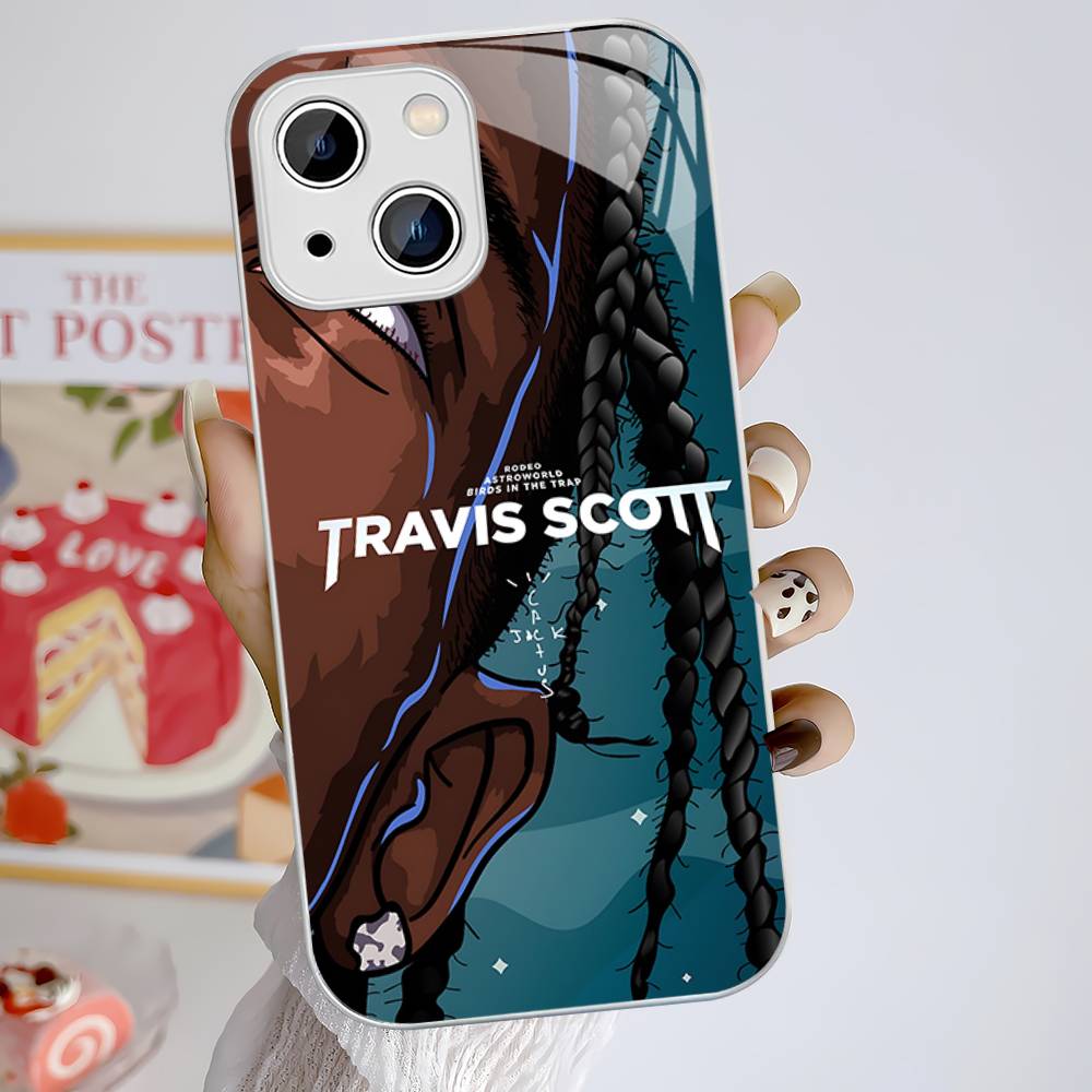 Чехол из закаленного стекла с изображением Трэвиса Скотта для iPhone 14 13 12 Mini 11 Pro XS Max X XR 14 Plus