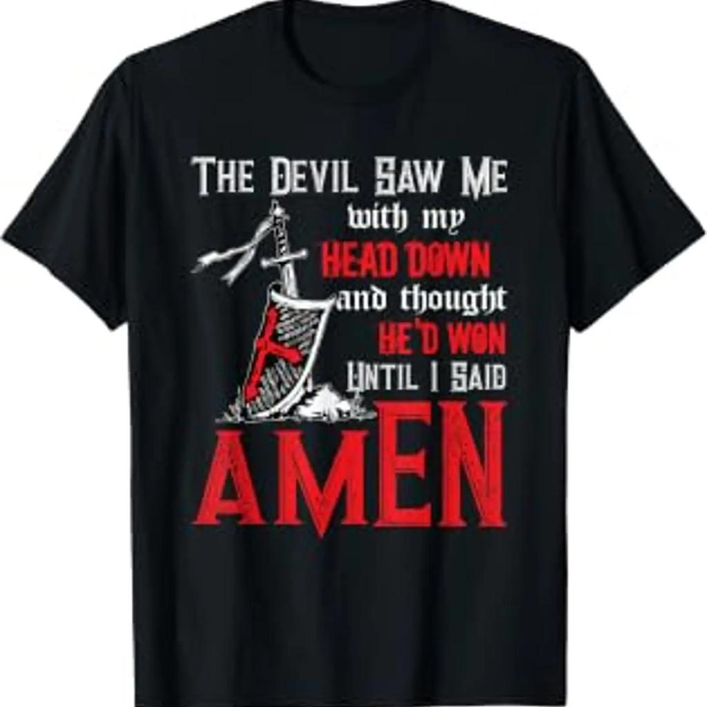 The Devil Saw Me With My Head Down Thought Hed Won T Shirt Vintage Washed Soft Streetwear Unisex Designer Clothes Homme