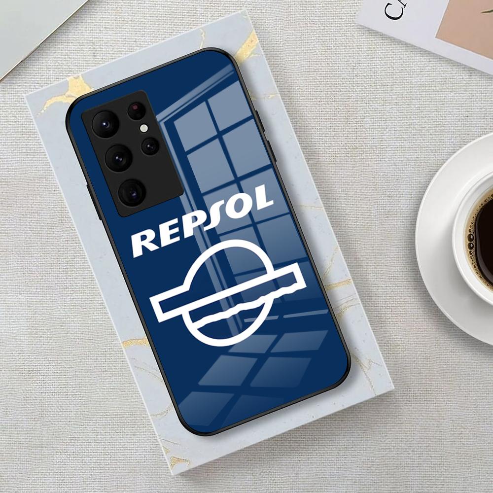 Чехол для телефона с логотипом R-repsol для Samsung S26 S25 Edge Ultra 23 22 21 20 Ultra Plus S24 Fe Стеклянная крышка