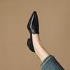 25 Versatile Small Leather Shoes Pointed Thick Heel Retro Women's Single Shoes