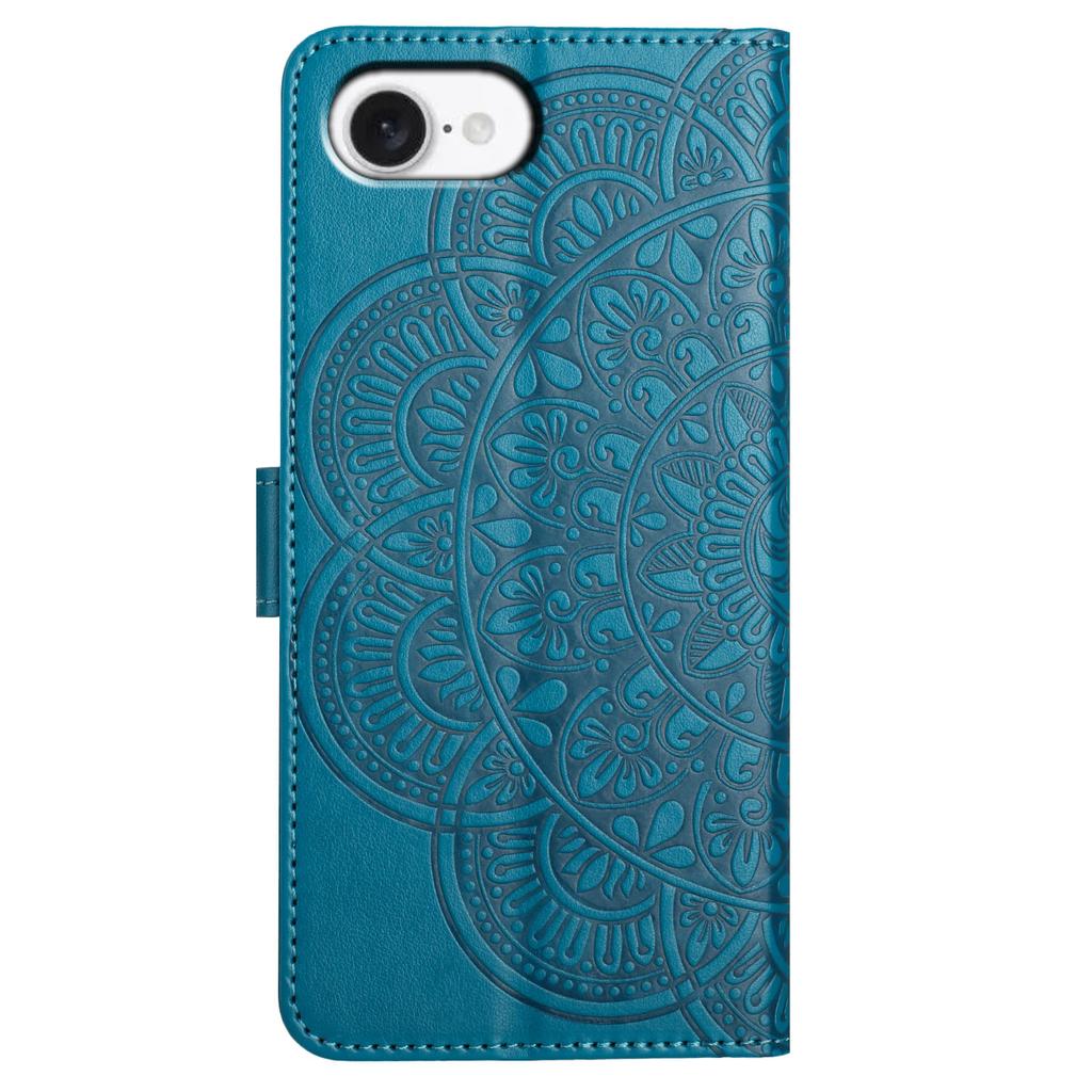 For iPhone 16e Wallet Phone Case Butterfly Floral Imprint Leather Flip Cover with Strap