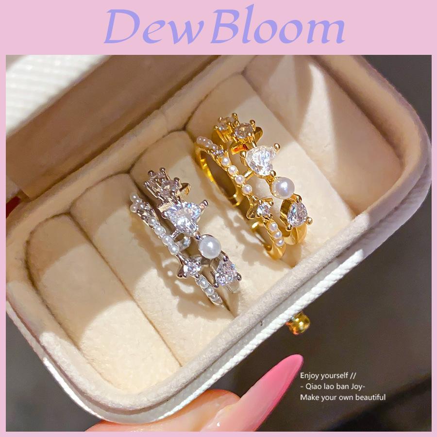 Light Luxury Gold Plated Heart Shape Zircon Open Ring For Women Stylish Hand Jewelry