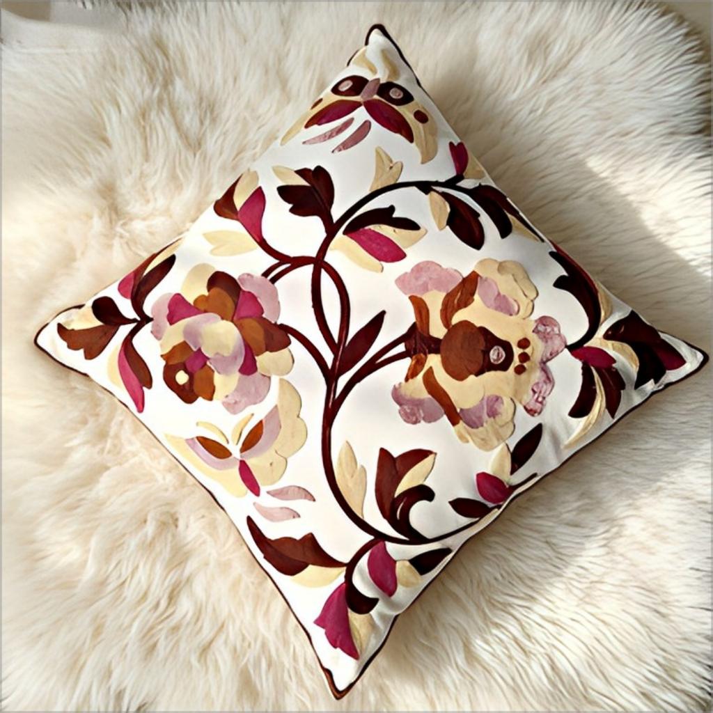 Double Sided Boho Floral Throw Pillow Cover Vintage Pink Brown Botanical Print Cushion Case For Couch Home Decor