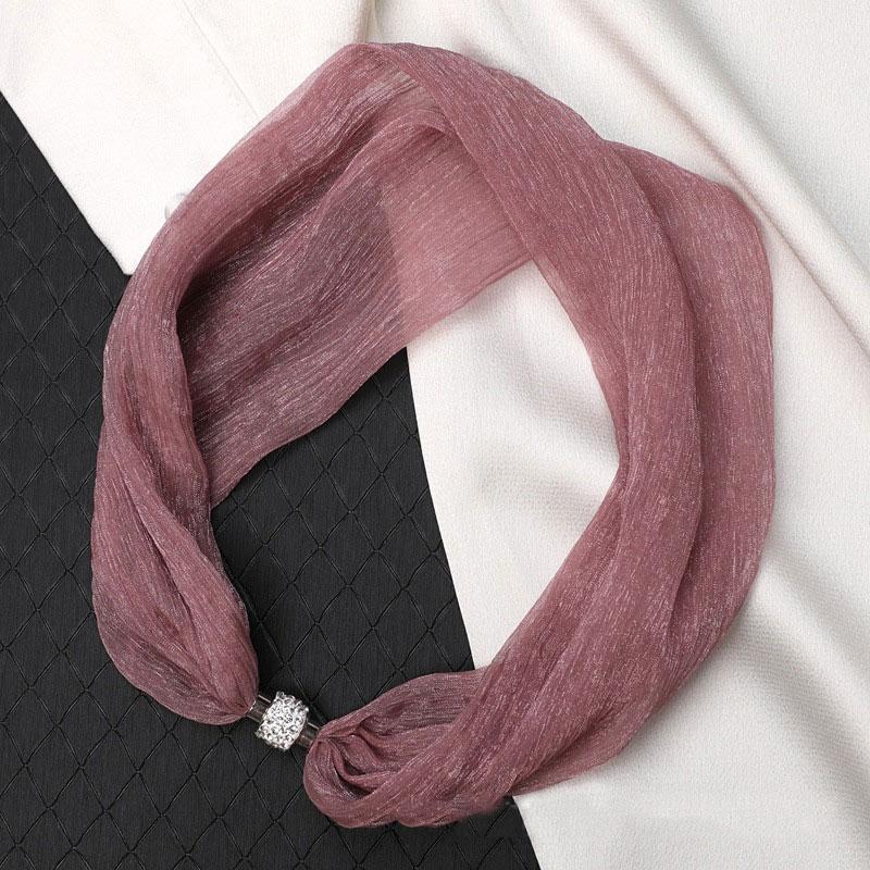 1 шт. Магнитная застежка Текстура Однотонный Универсальный шарф Модные тканевые аксессуары Тонкая версия Шифоновая пряжа