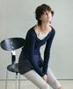 Женская одежда для йоги Debiweeo Devi-T0112-Navy Pilates Волнистый волан Длинный рукав