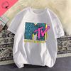 Футболка с графическим логотипом MTV Винтаж Y2K Уличная одежда Хлопковая футболка Унисекс XS-XXXL