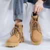 FashionBritish Style Thick Soled High Top Boots Men Leather Shoes Fashion Motorcycle Ankle Boots Winter Boots Man Popular Yellow Boots