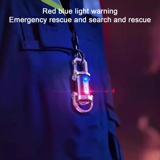 Yousheng Portable Rechargeable Keychain Flashlight Dual Light Source Control Red Warning Light Waterproof Design Key Chain