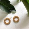 Earrings Gift Ear Geometric Stud Dangle Jewelry Women Woven Straw Rattan Wooden  Unique