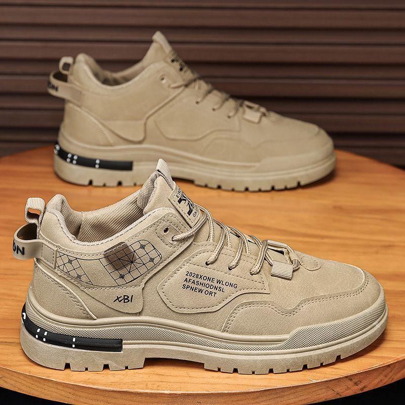 Модные мужские высокие рабочие ботинки, противоскользящие, износостойкие, на платформе, увеличивающие рост, для активного отдыха, для пеших прогулок, удобные, осенние новинки