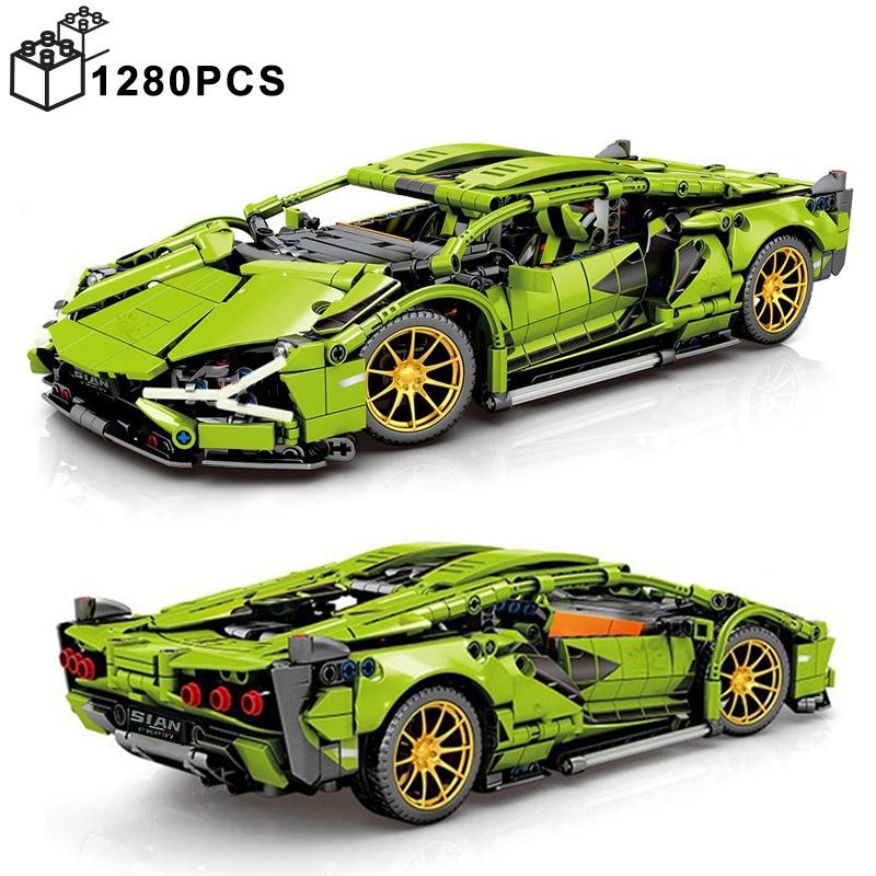 1280 шт. Технический 1:14 Sian Lamborghini, спортивные автомобили, строительные блоки, MOC, городской скоростной автомобиль, сборные кирпичи, игрушки для детей, мальчиков