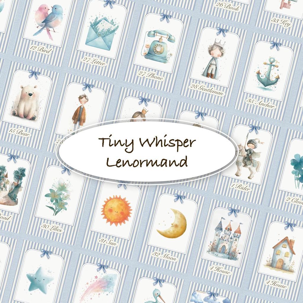 [Officially Imported, Limited Quantity] Tiny Whisper Lenormand | Lenormand Cards, 47-Piece Set [Includes Drawstring Pouch] with Japanese Keyword Cards