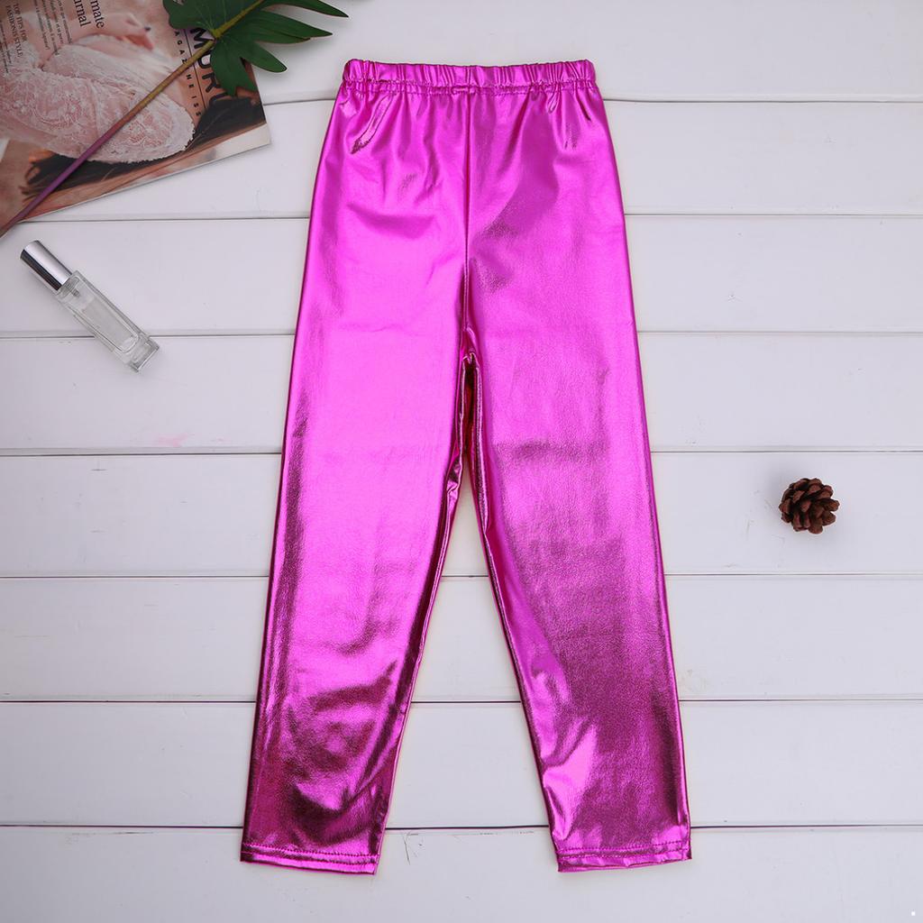 Детские блестящие металлические леггинсы для девочек, брюки для гимнастики, танцев, брюки для соревнований, колготки для йоги