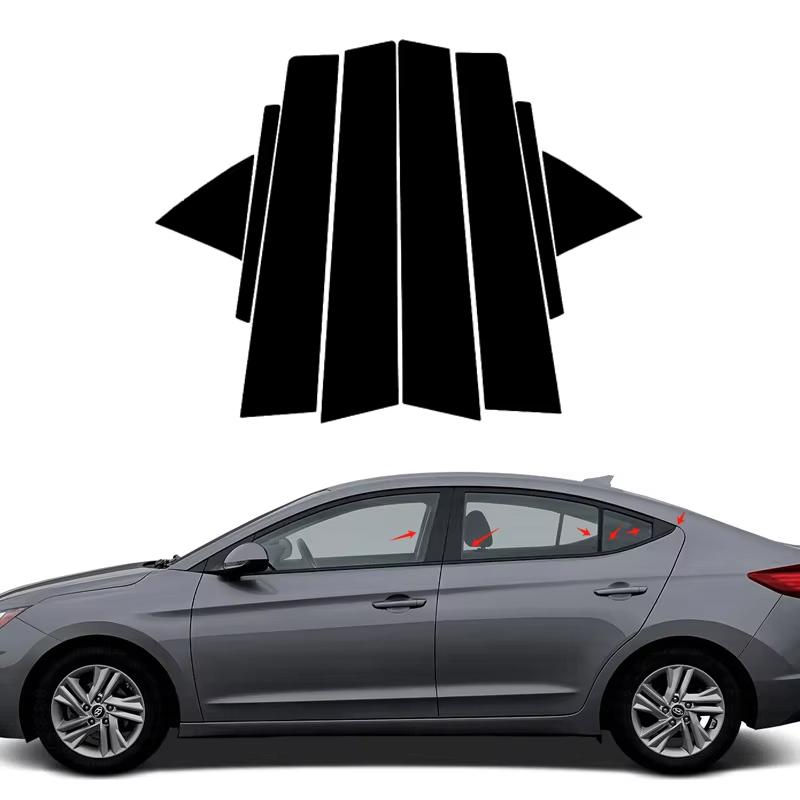 8 шт. Наклейки на стойки дверей и окон автомобиля для Hyundai Elantra Avante 2017-2018, аксессуары для стайлинга авто