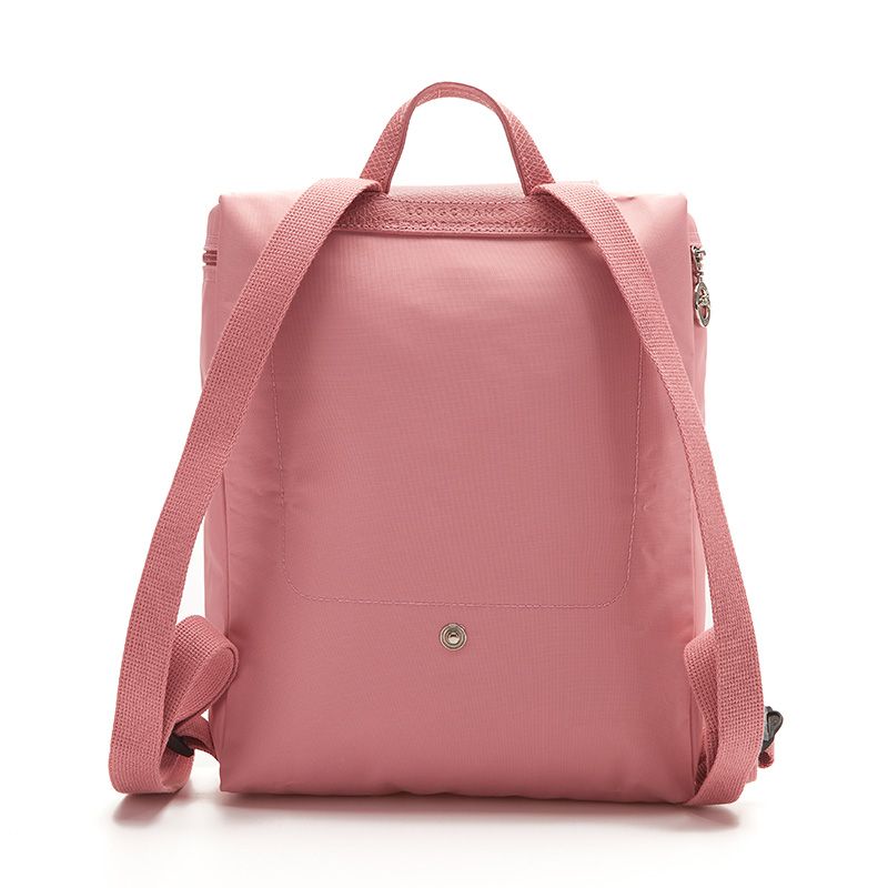 Longchamp Le Pliage Green 26 Foldable Button Zipper Closure Leather Trim Backpack Women backpack Pink 1699919P72