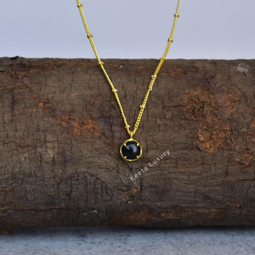 Genuine Black onyx tiny necklace, Onyx handmade necklace for everyday wear, Healing stone necklace for women, Bridesmaid necklace