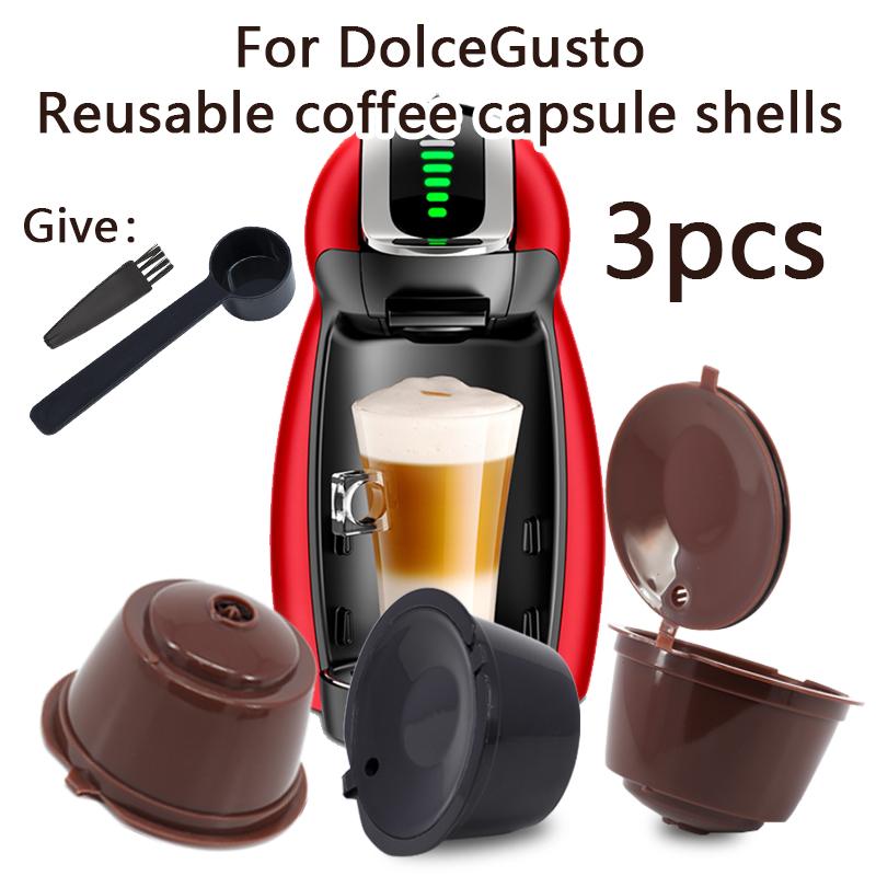 3 шт. подходят для кофейного фильтра Dolce Gusto, многоразовые кофейные капсулы, фильтры для Nespresso с ложкой-щеткой