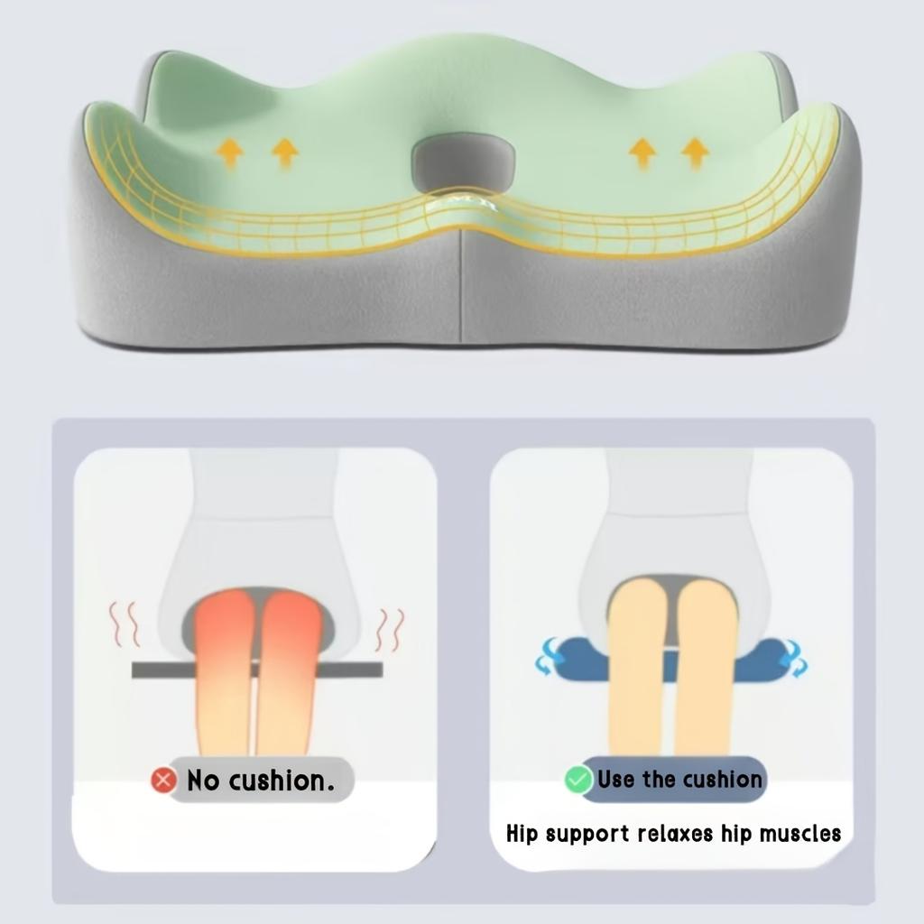 1 шт. Подушка сиденья с эффектом памяти - 3D эргономичная поддержка| Светло-зеленый и серый, моющийся полиэстер, предметы первой необходимости для автомобиля/офиса