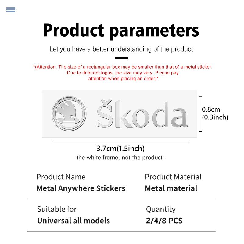 3D Metal Car Interior Dekoration Stickers Badges Auto Styling For Skoda Fabia Kodiaq Kamiq Superb Yeti Octavia Enyaq Rapid FD9
