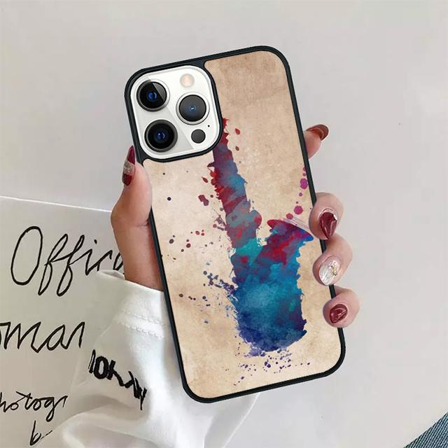 Чехол для телефона с акварельным рисунком саксофона для iPhone 17 Air 15 16 14 13 12 Pro Max 11 Pro Max Plus Coque Shell