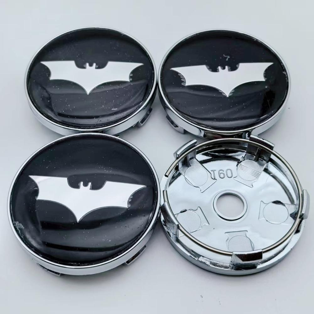 4pcs 60mm (I.D 56mm) Car Styling Bat Logo Badge Emblem Car Wheel Center Caps Rim Hub Cover Stickers Decoratio Auto Accessories