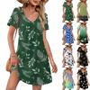 Summer Dresses For Women Loose V Neck Short Sleeve Casual T Shirt Dress Sundresses Swimsuit Coverup With Pockets