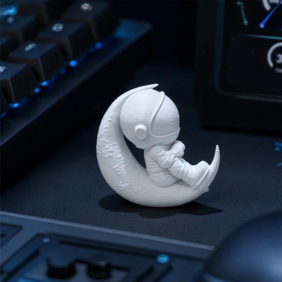 3D-печатная фигурка Лунного Астронавта, сидящего на Полумесяце, Статуэтка Космонавта