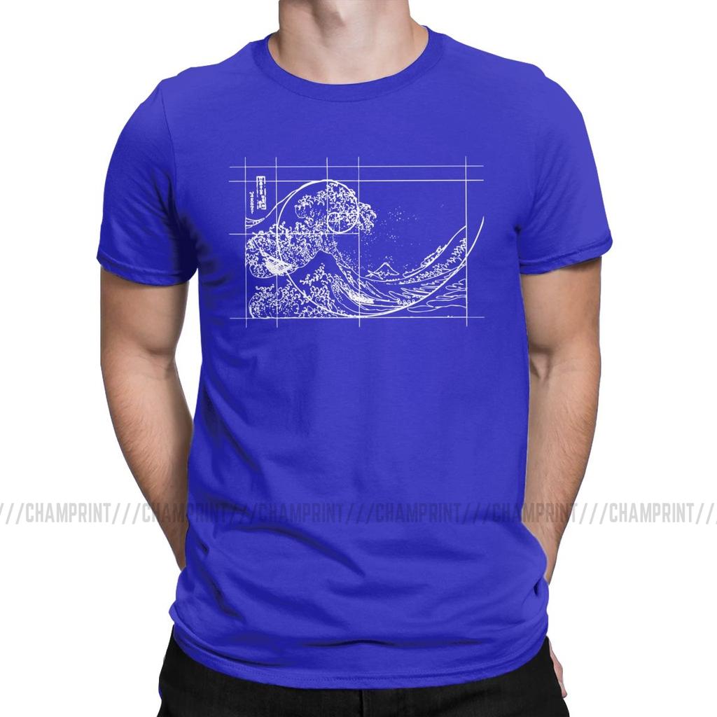 Hokusai Meets Fibonacci Sequence Golden Ratio Men S T Shirt Math Technical Geek Casual Tees Round
