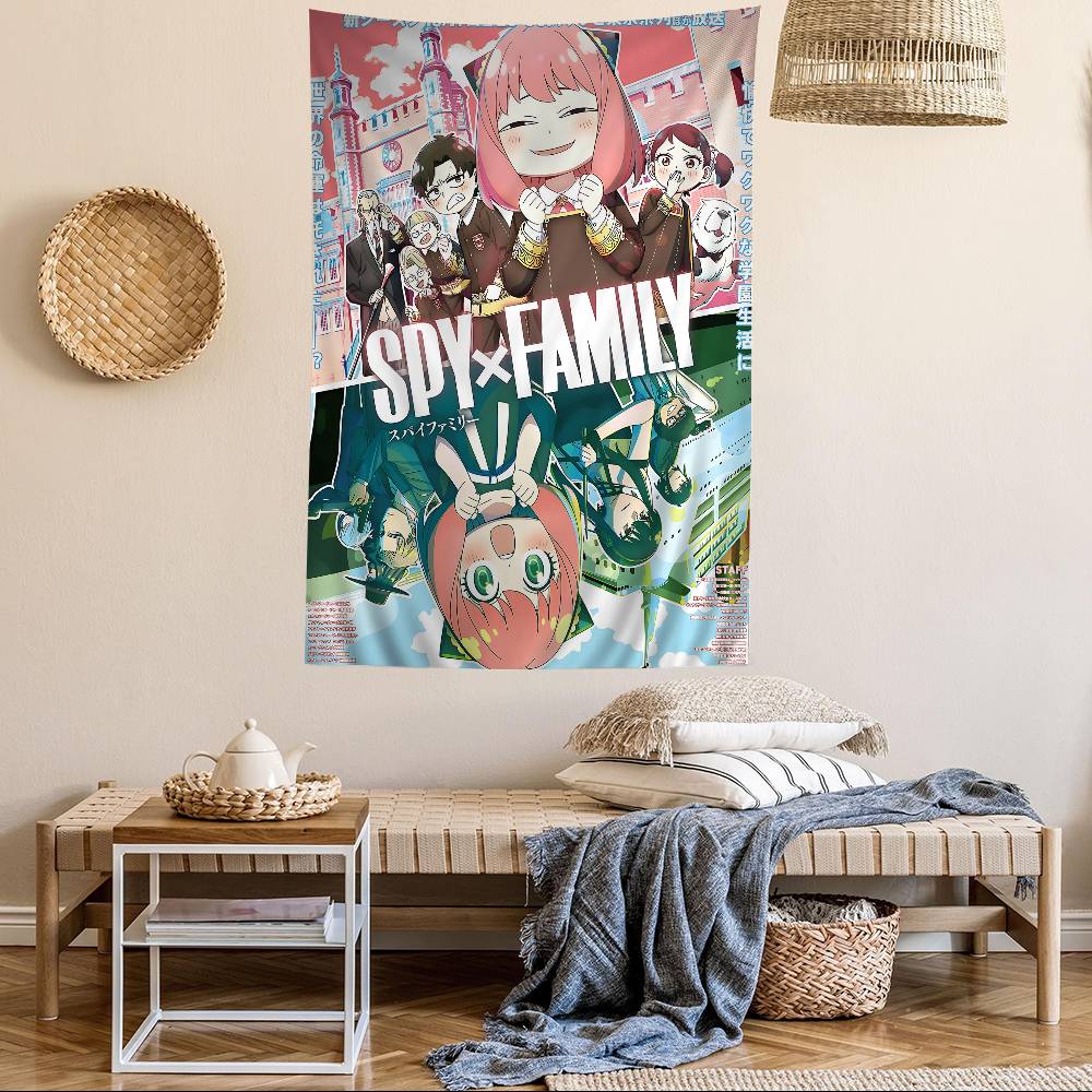 Popular Spy X Family Comedy Anime Anime Tapestry Hippie Flower Wall Carpets Dorm Decor Cheap Hippie Wall Hanging