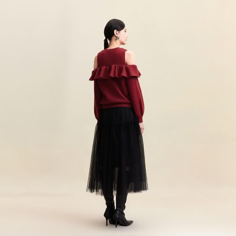 Veromoda Вязаный комплект: платье с бантом и стразами, рюшами