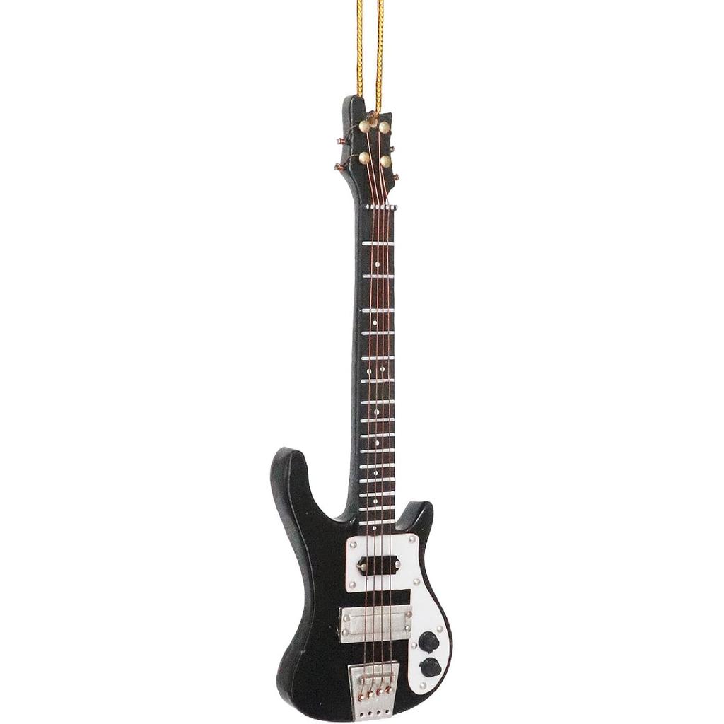5.51" Wooden String Miniature Electric Bass Guitar Hanging Ornament Mini Musical trument Replica Music Birthday Gifts Holiday Tree Home Decorations