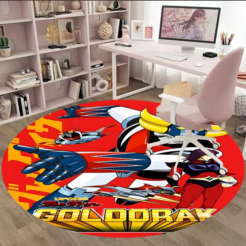 1pc UFO Robot Grendizer3 Print Round Carpet Chair Round Carpet Suitable for Bedroom Living Room Home Decorative Carpet