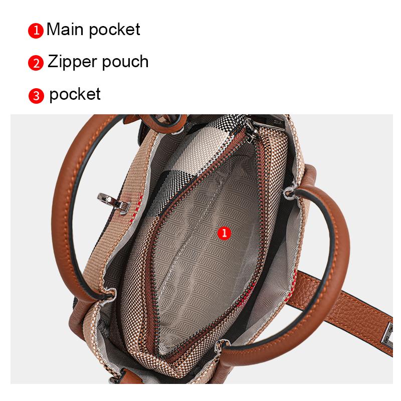 Aidrani Новая женская клетчатая сумка мини-стиля из парусины и коровьей кожи коричневого цвета