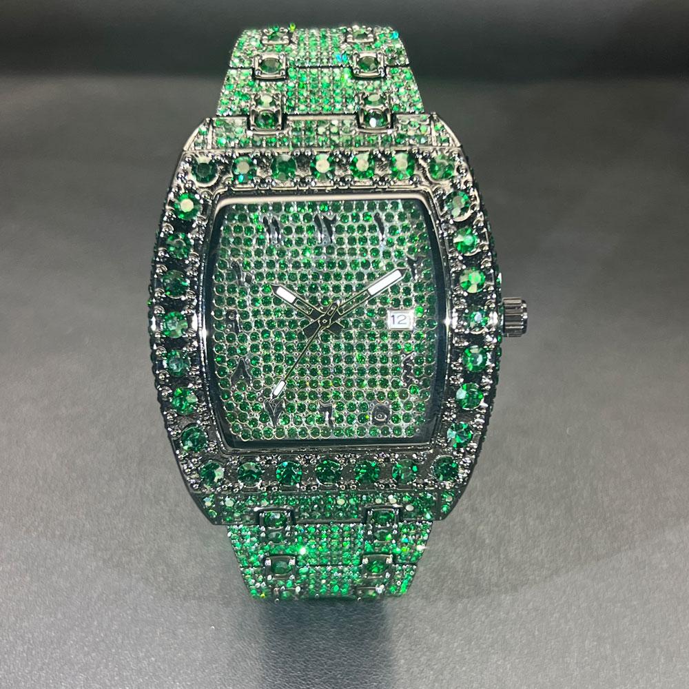 Top Luxury Watches Men Fashion Brand MISSFOX Hip Hop Diamond Bling Tonneau Quartz Wristwatches Business lced Out Men Clocks