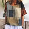 Летняя клетчатая футболка с круглым вырезом, элитная модная одежда для отдыха на открытом воздухе, новая женская футболка в стиле ретро, ​​популярная крутая одежда, ультратонкая свободная одежда