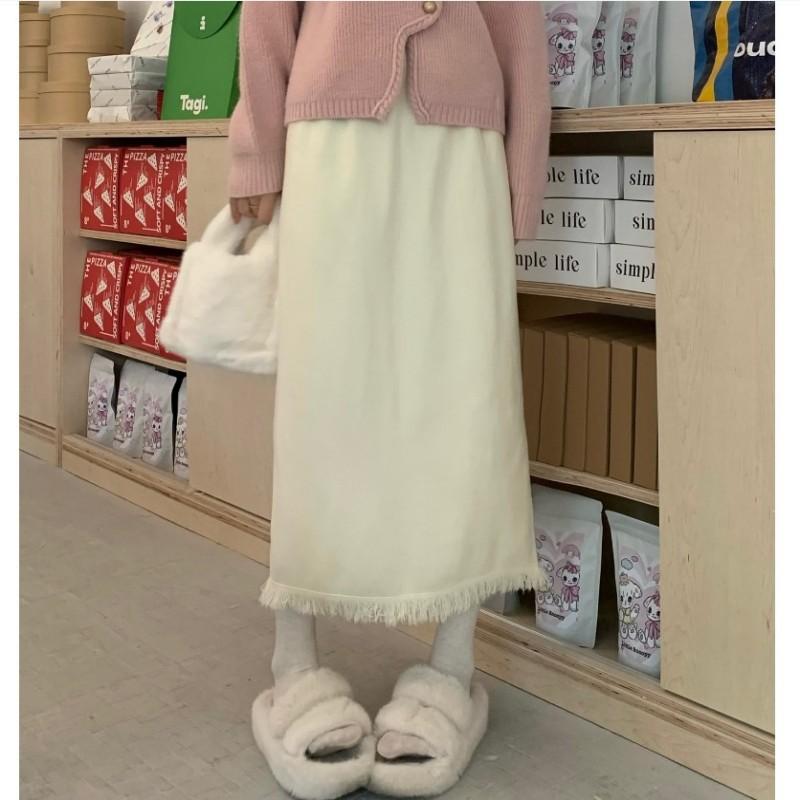 Women's Autumn/Winter Autumn/Winter Fringe Knit Half Body Thickened Skirt