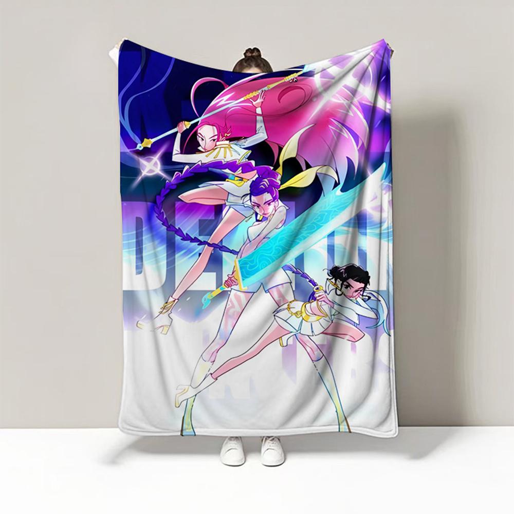 K Pop Demon Hunters Warmth Flannel Blanket Cover Soft Multifunctional Decorative Blanket Universal Blankets Holiday Gifts