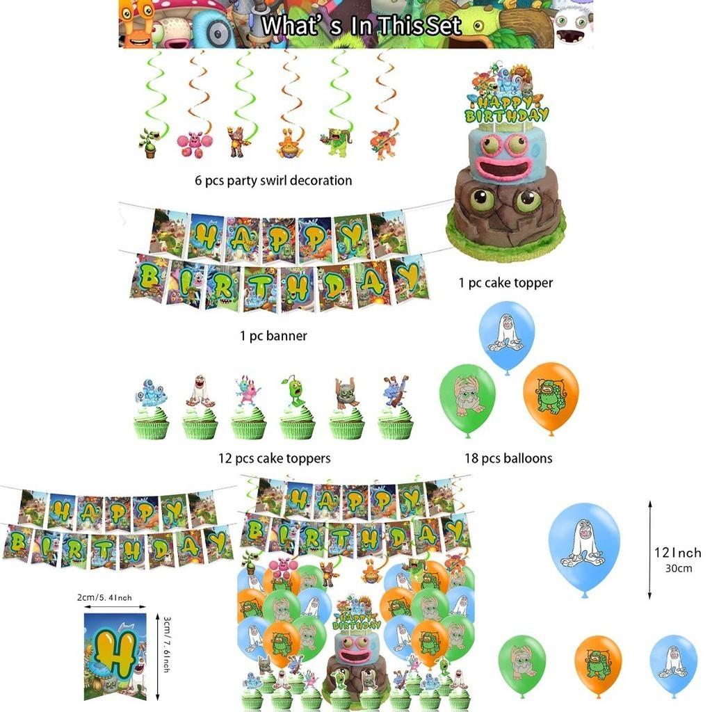 My Singing Monster Party Decorations Bundle With Banner Balloons And Hanging Ornaments