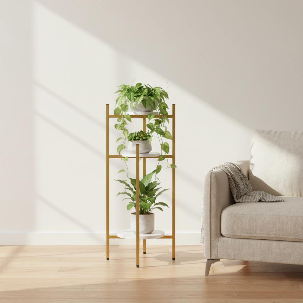 Standing flower stand, metal flower stand, flowers, plants, pots, 3 shelves