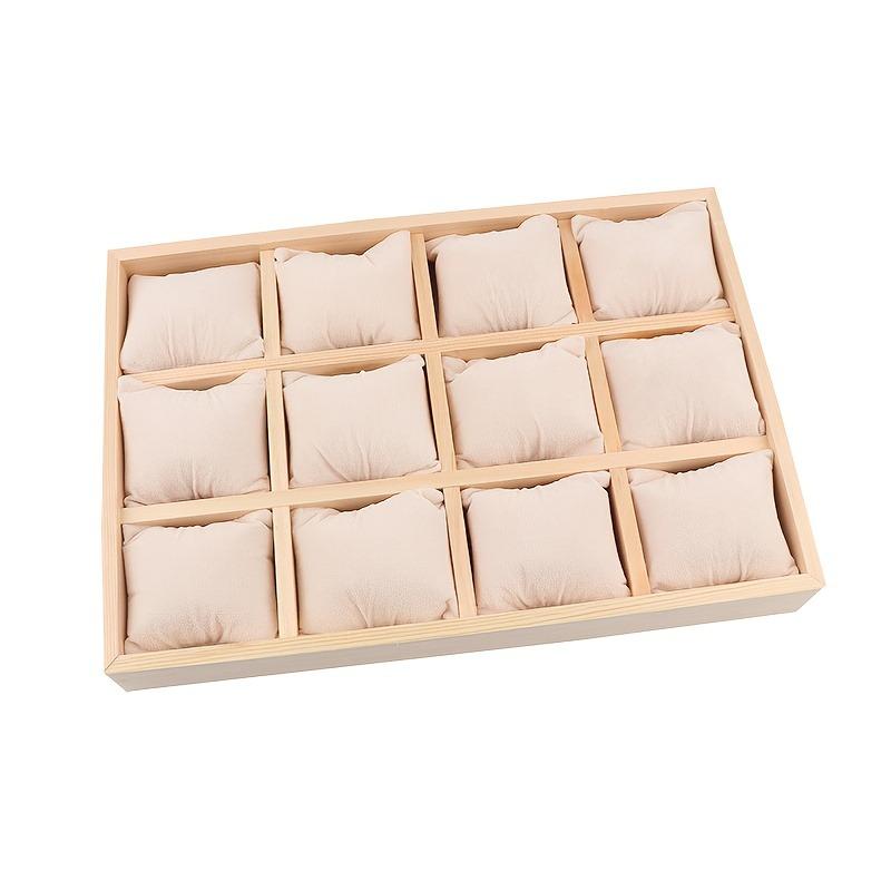 1 шт. Деревянный органайзер с 12 отделениями для часов и украшений, шкатулка для хранения с бархатной подкладкой для браслетов/часов, подарок на Рождество/День святого Валентина