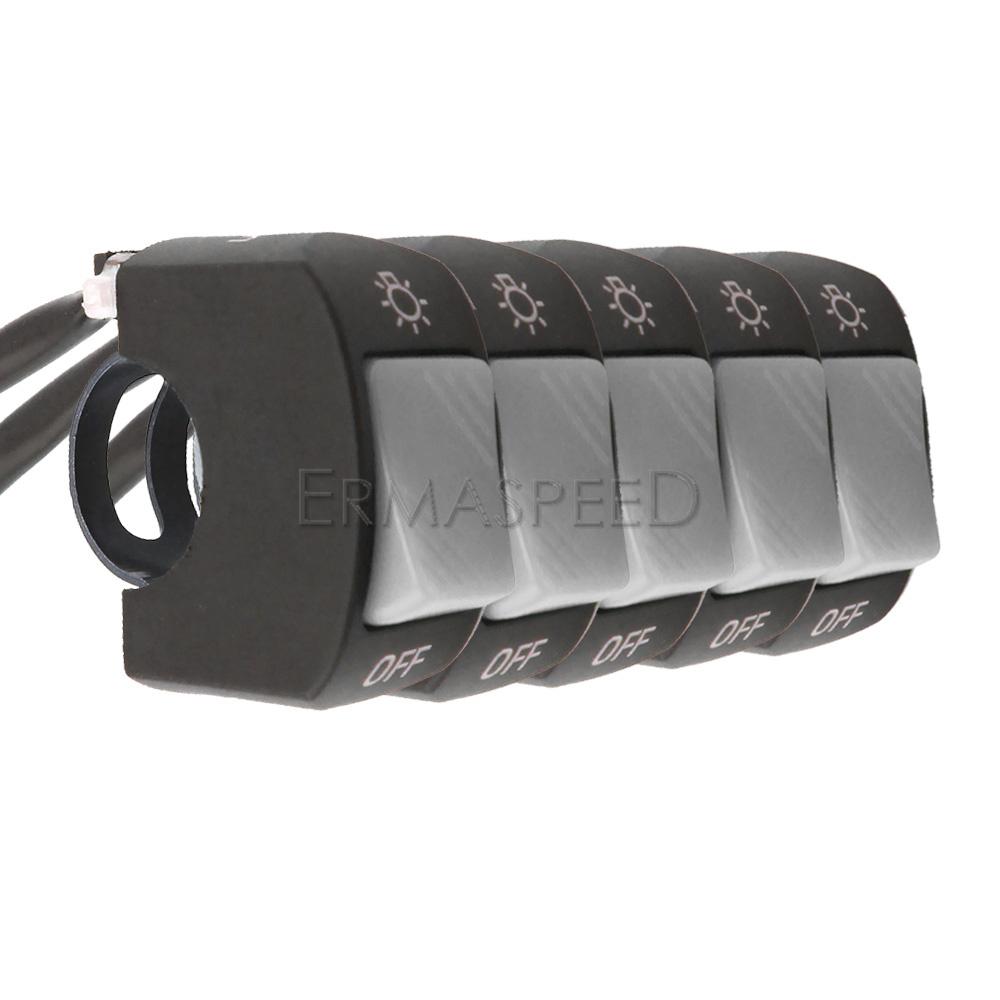 Тумблер на руль мотоцикла, 5 шт., 7/8 дюйма, переключатель включения/выключения фар для U5 U7 U2, светодиодные фары для скутера