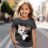Модные детские футболки с 3D-принтом Kawaii Cat Streetwear для мальчиков и девочек Футболки большого размера с коротким рукавом для детей Футболки Топы Одежда