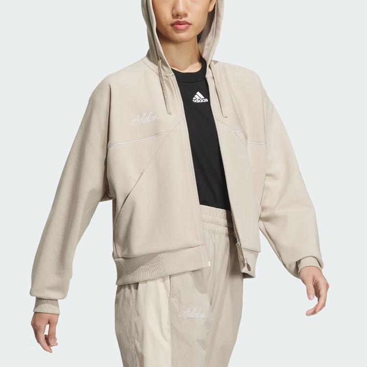 Adidas Rco Logo Hooded Sports Casual Jacket Women Jacket Light-Brown IP7094