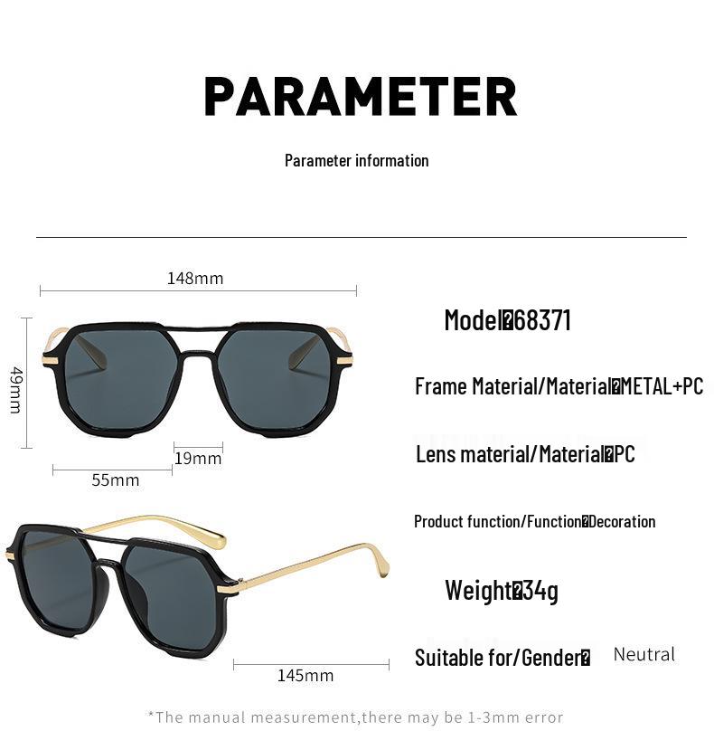 Новые Квадратные Солнцезащитные Очки с Двойным Мостиком 2026 - Модный Ретро Стиль Пилот для Отпуска и Защиты от Солнца при Вождении