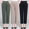 Lady Summer Thin Casual Cropped Pants Middle Aged Elderly Loose High Waisted Elastic Waist Women Pant Casual Trousers