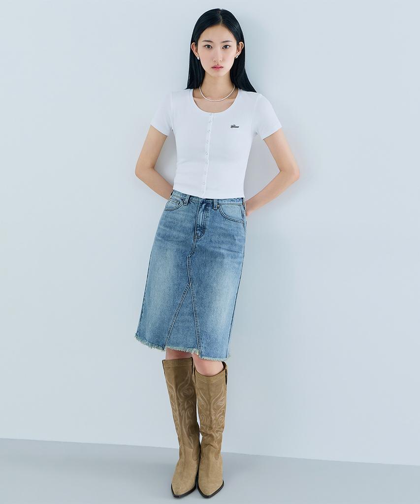 GUESS 1Color Frayed Hem Mbl Medium Skirt Oq2D5930