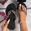 Platform Sandals Crystal Bohemian Sandals For Women Summer Soft Comfortable Bottom Flat Heels Non Slip Shoes Slippers
