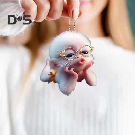 2D Monkey Acrylic Hanging Decoration Home Office Backpack Car Rearview Mirror Lying Monkey Hanging Ornament Cartoon Animal Pendant