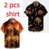 Fashion Halloween Graphic Hawaiian Shirt For Men Pumpkin Head Ghost 3D Printed Blouse Holiday Casual Men's and Women's Fashion Shirt