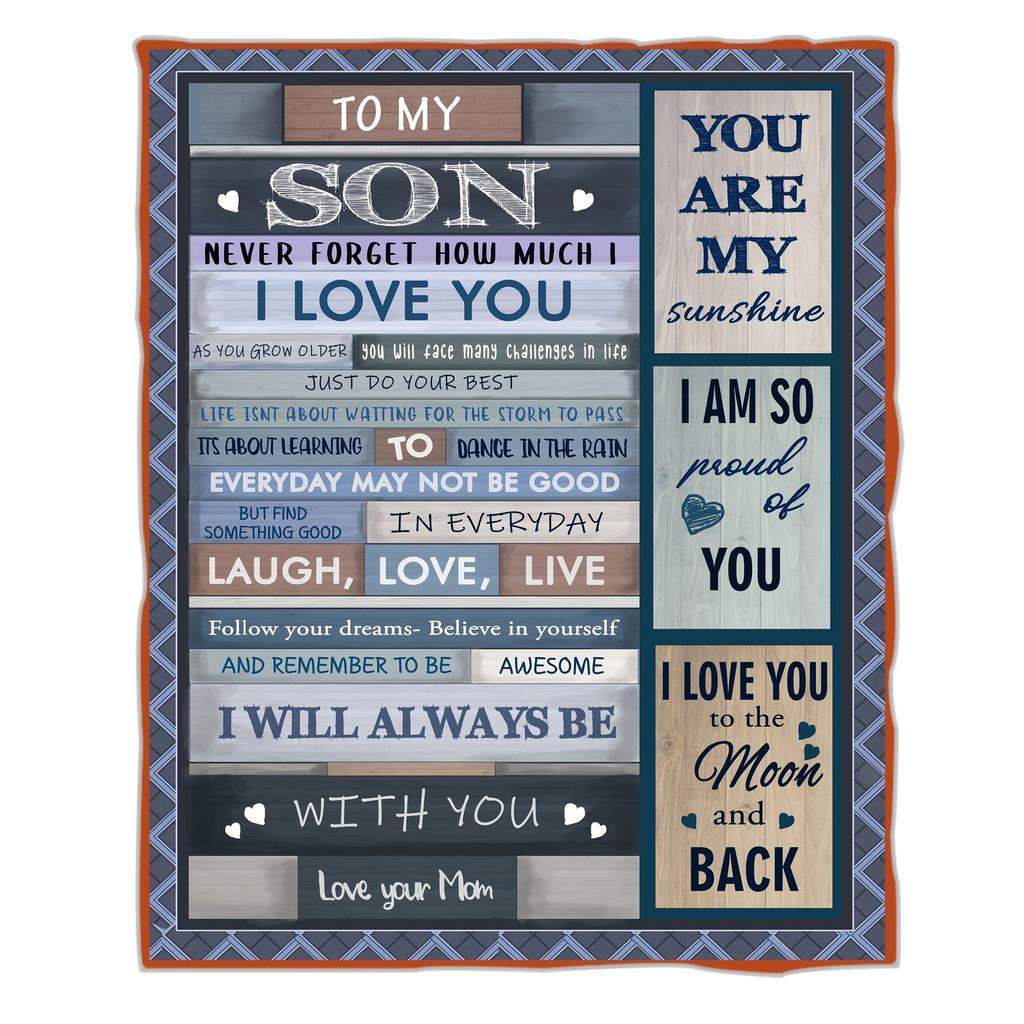 1pc Print Throw Blanket, TO MY SON Flannel Blanket, Soft & Warm Bedding